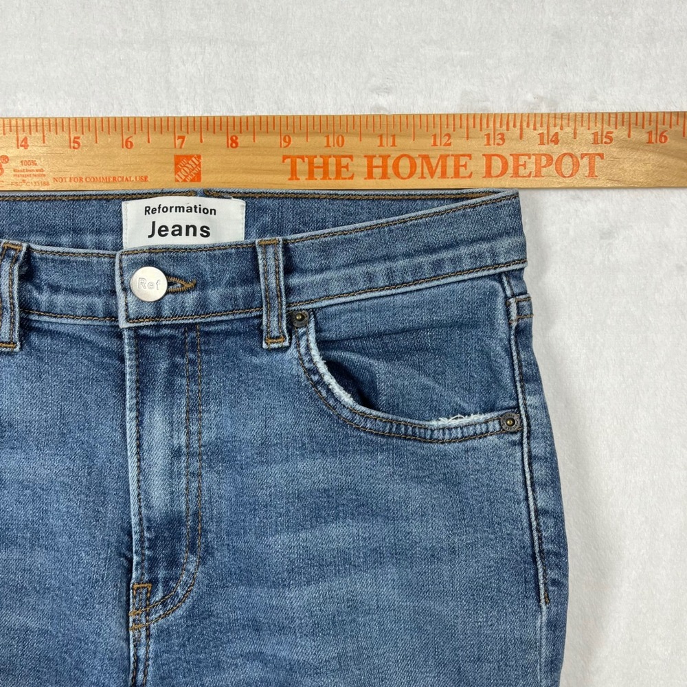Reformation Mid Skinny Jeans Womens 26x29 Blue Rhine Wash Stretch Made in USA - Picture 9 of 14
